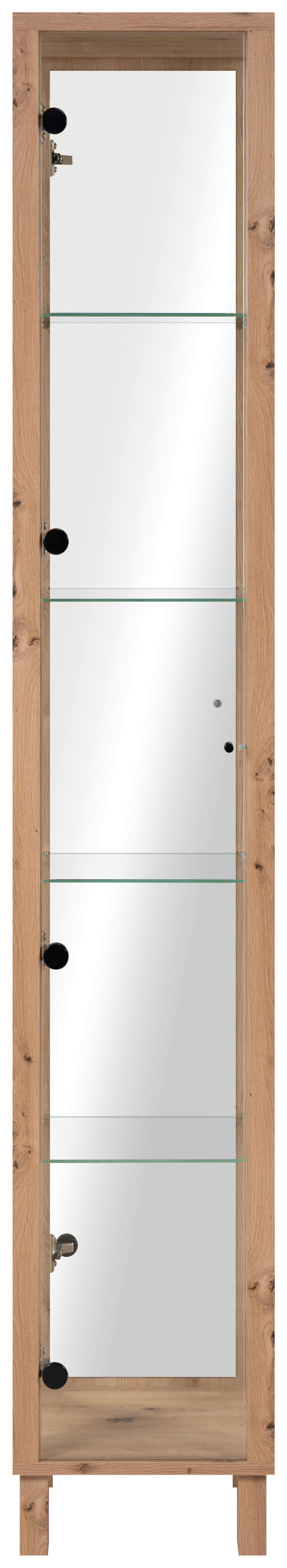 Vitrine Albi Eiche Artisan - Schwarz/Eiche Artisan, Modern, Glas/Holzwerkstoff (33/189/33cm) - Mömax