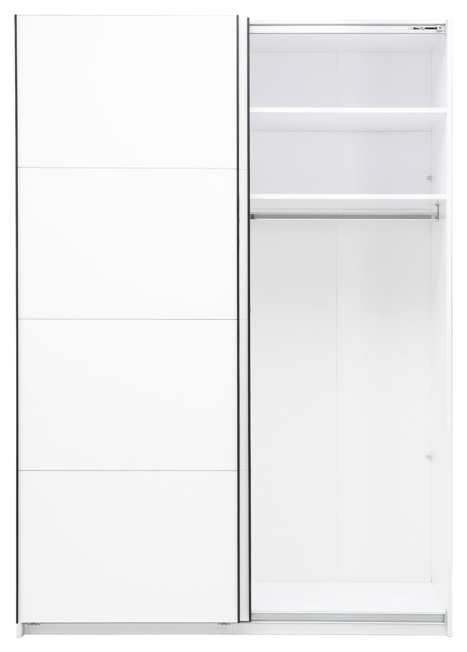 Schwebetürenschrank Family Weiß Hochglanz - Weiß Hochglanz/Schwarz, MODERN, Holzwerkstoff/Metall (150/212/62cm) - Mömax