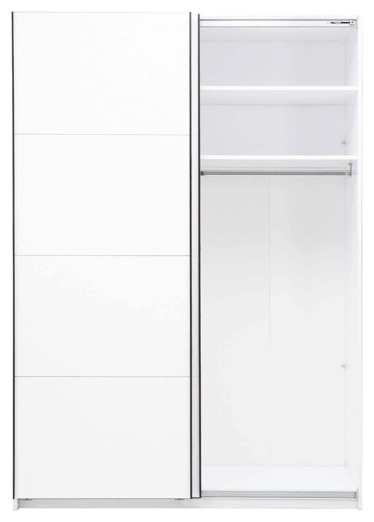 Schwebetürenschrank Family Weiß - Weiß Hochglanz/Schwarz, MODERN, Holzwerkstoff/Metall (150/212/62cm) - Mömax