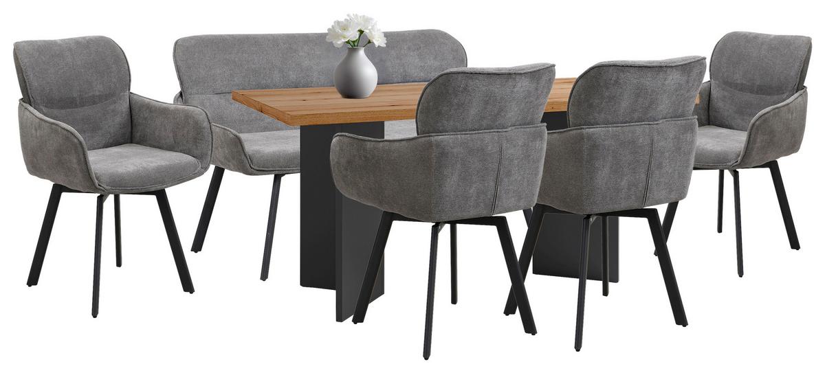 STUHL-SET RICO - Dunkelgrau/Schwarz, MODERN, Textil/Metall (61/90/63cm) - MID.YOU