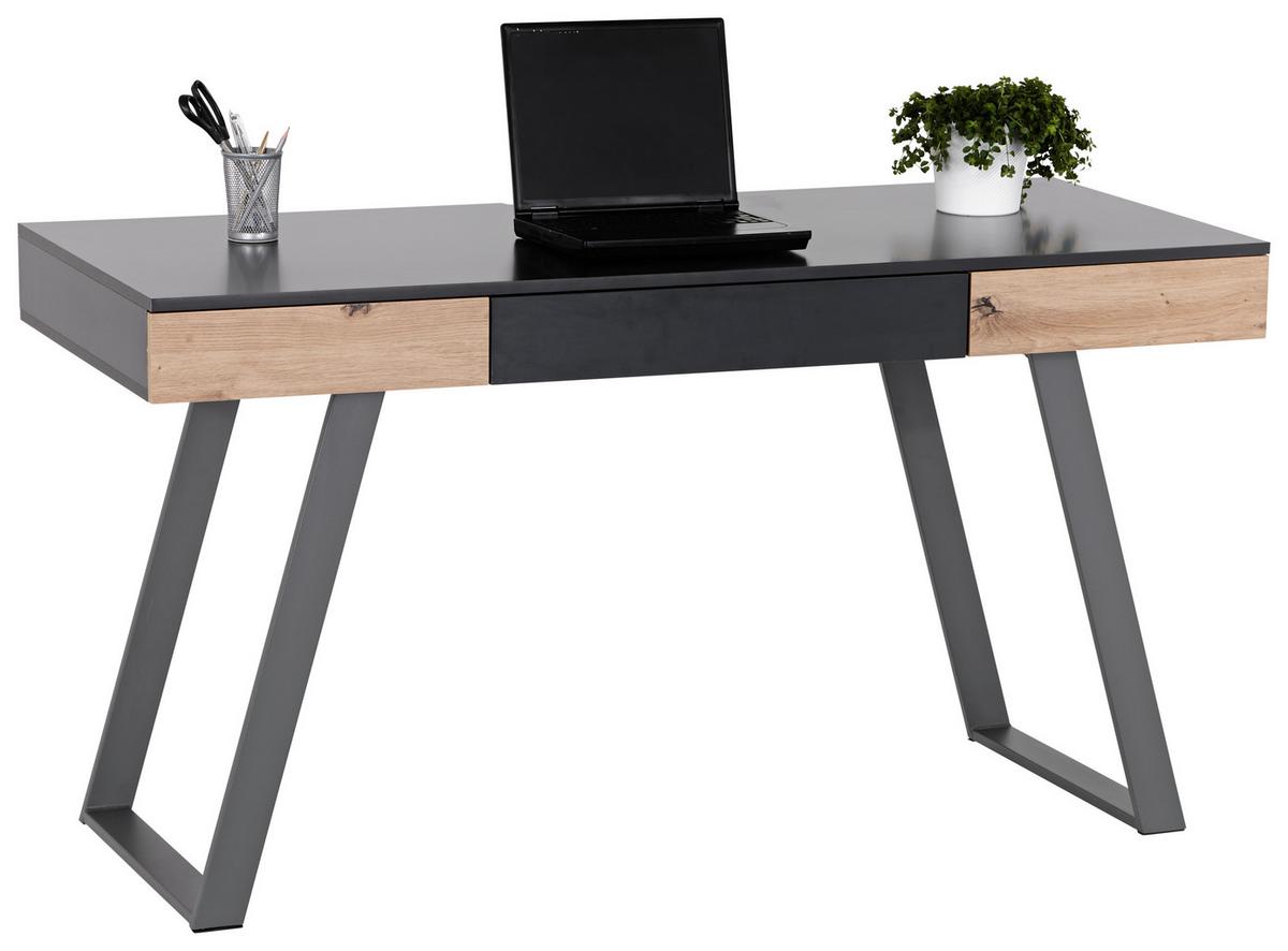 Pisalna Miza Viola, Siva, Barva Hrasta - siva/barve hrasta, Moderno, kovina/leseni material (140/60/76cm) - Modern Living