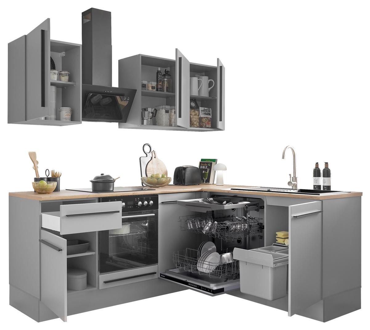 ECKKÜCHE DENVER - Eichefarben/Schwarz, Design, Holzwerkstoff/Kunststoff (220/175cm) - P & B