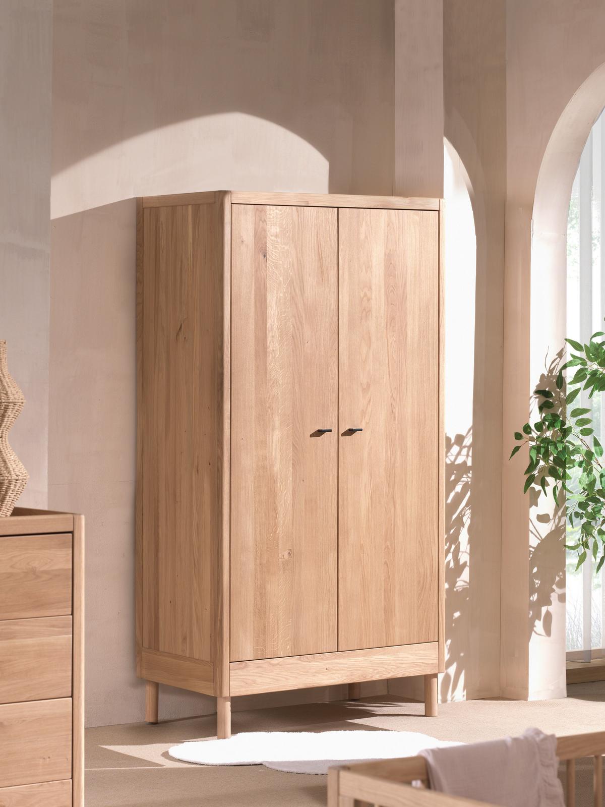 Drehtürenschrank FORREST Naturfarben - Schwarz/Naturfarben, MODERN, Holz/Metall (100/190/55cm) - Vipack