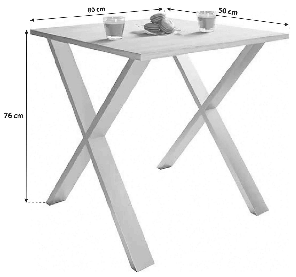 Jedilna Miza Xona, Bela, Črna - črna/bela, Basics, kovina/leseni material (80/50/76cm) - MID.YOU