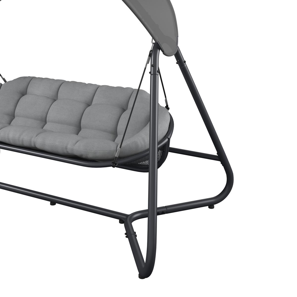 Hintaágy Holiday - világosszürke/antracit, Modern, textil/fém (234/141,5/200cm) - Mömax