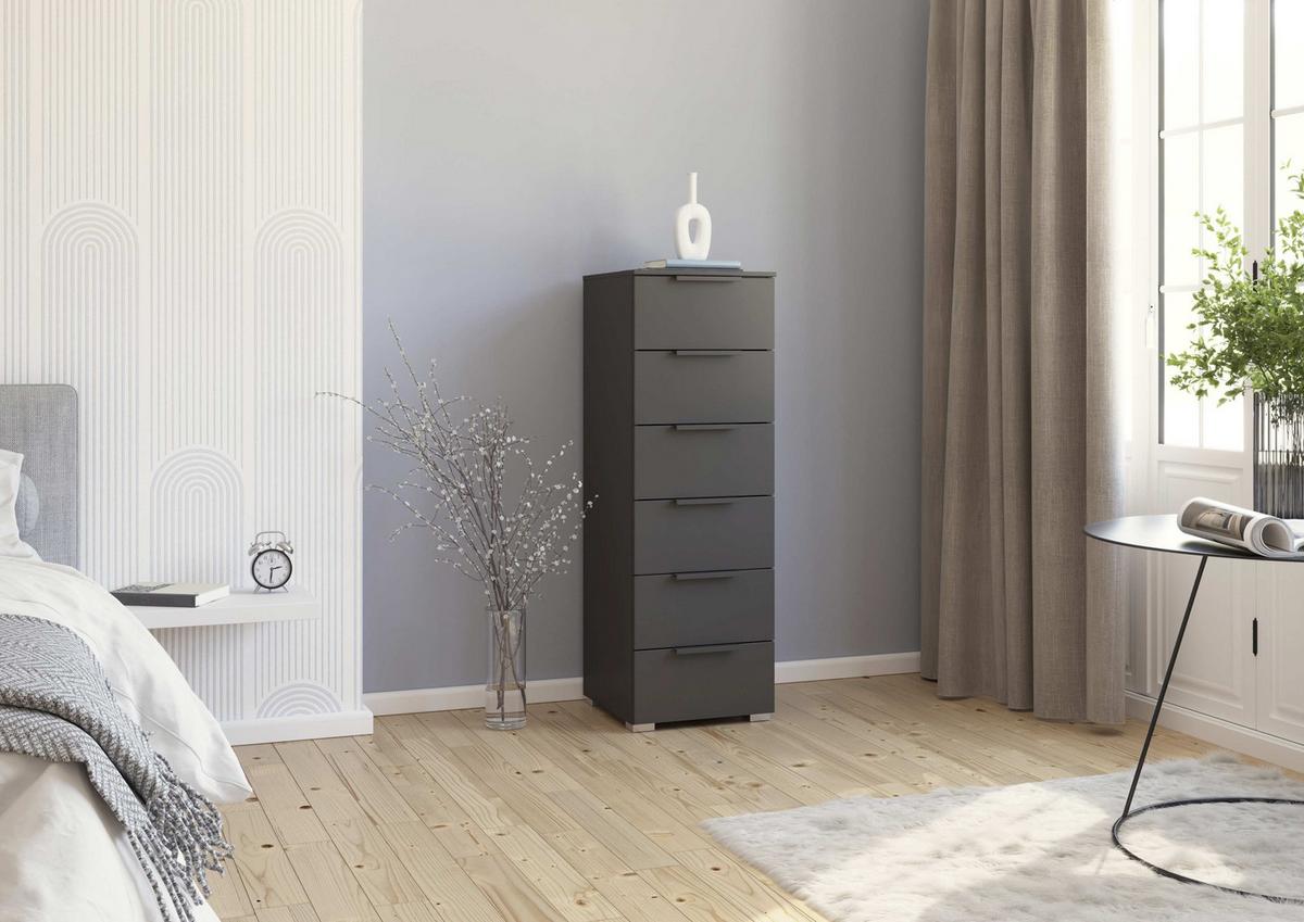 Komoda Paola, Barva Grafita - barve aluminija/barve grafita, Trend, kovina/leseni material (40/119/42cm) - Novel