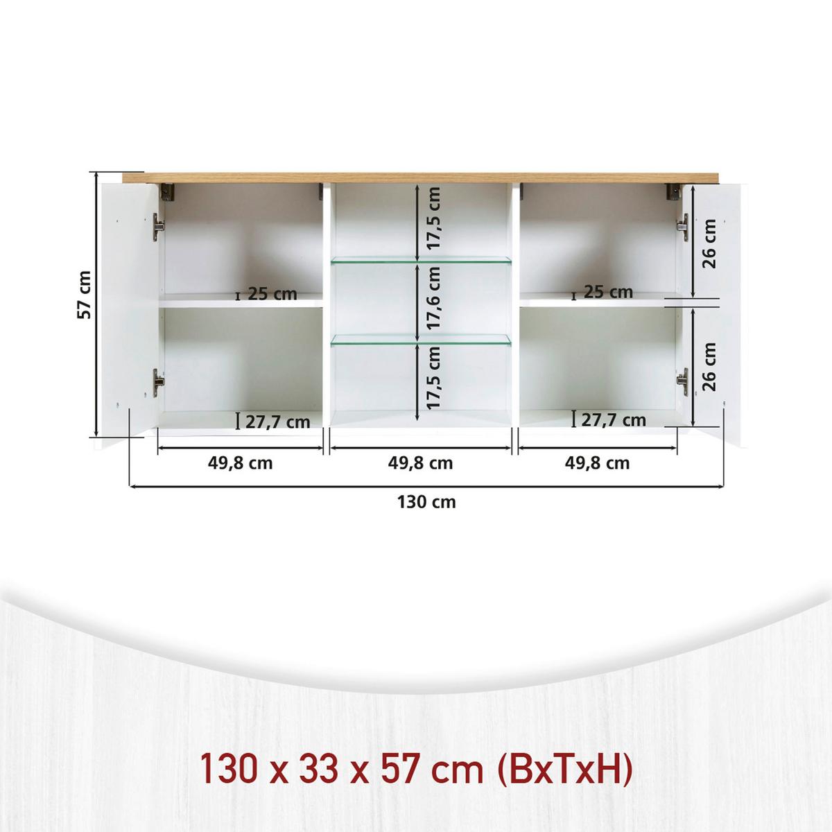 Küchenleerblock Bundle 3-Sorba o. Geräte Weiß - Silberfarben/Weiß, MODERN, Glas/Holzwerkstoff (230cm) - home24