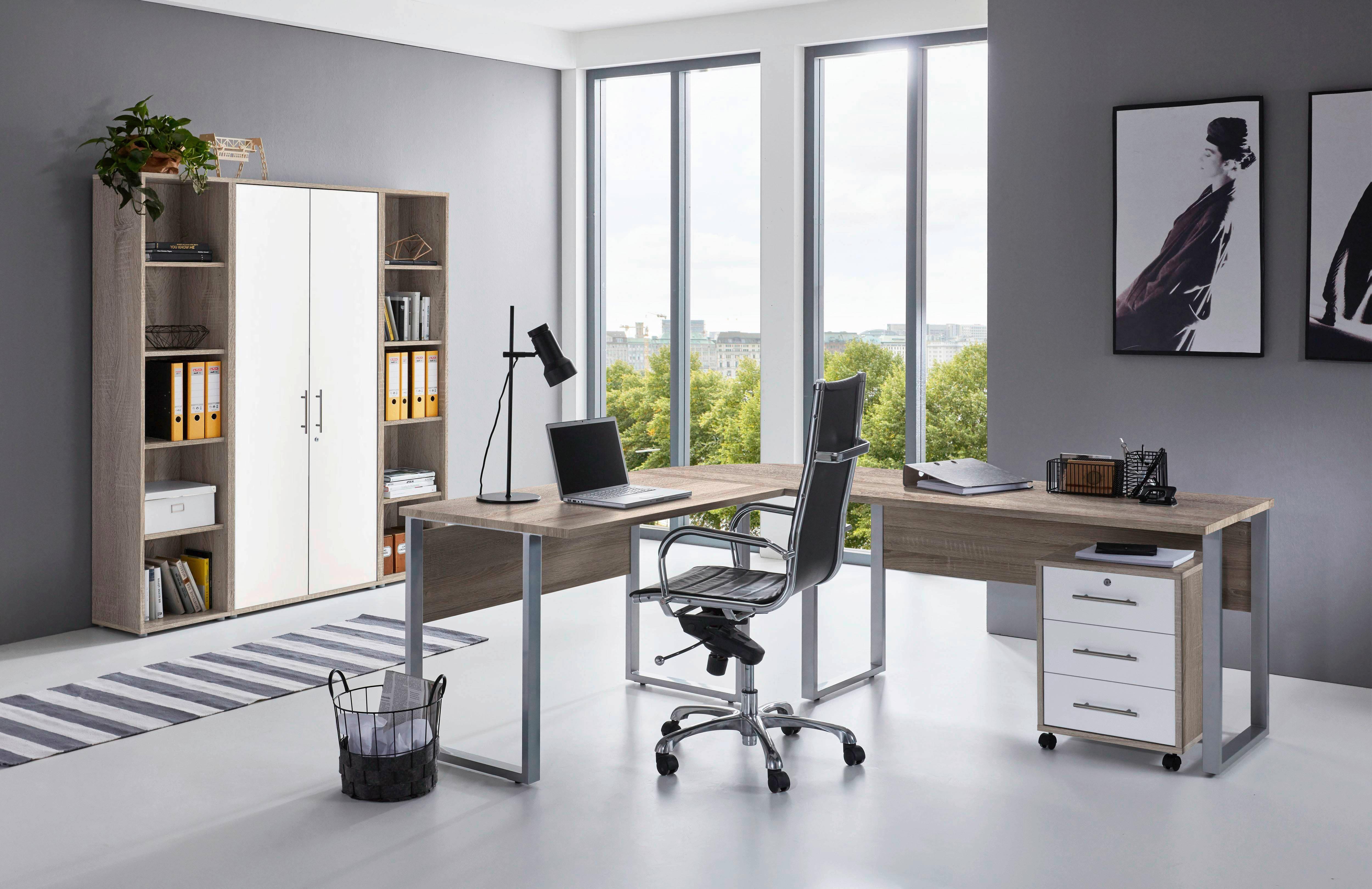 Büro Office Edition Set 3 Weiß/Sonoma Eiche - Weiß/Sonoma Eiche, MODERN, Holzwerkstoff - MID.YOU