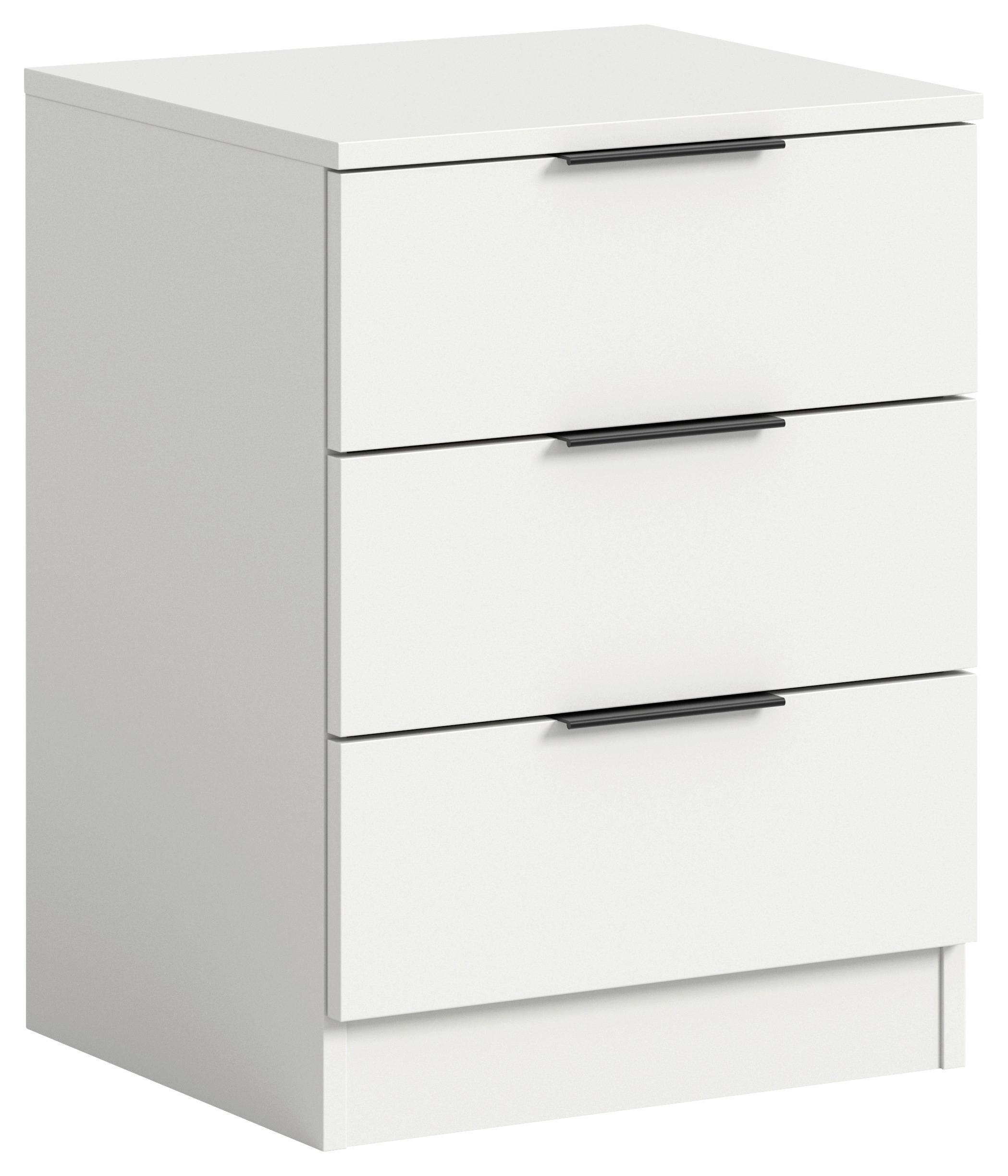 Nachtkästchen KOPENHAGEN ca.45x60x40cm Weiß - Schwarz/Weiß, MODERN, Holzwerkstoff/Kunststoff (45/60/40cm) - MID.YOU