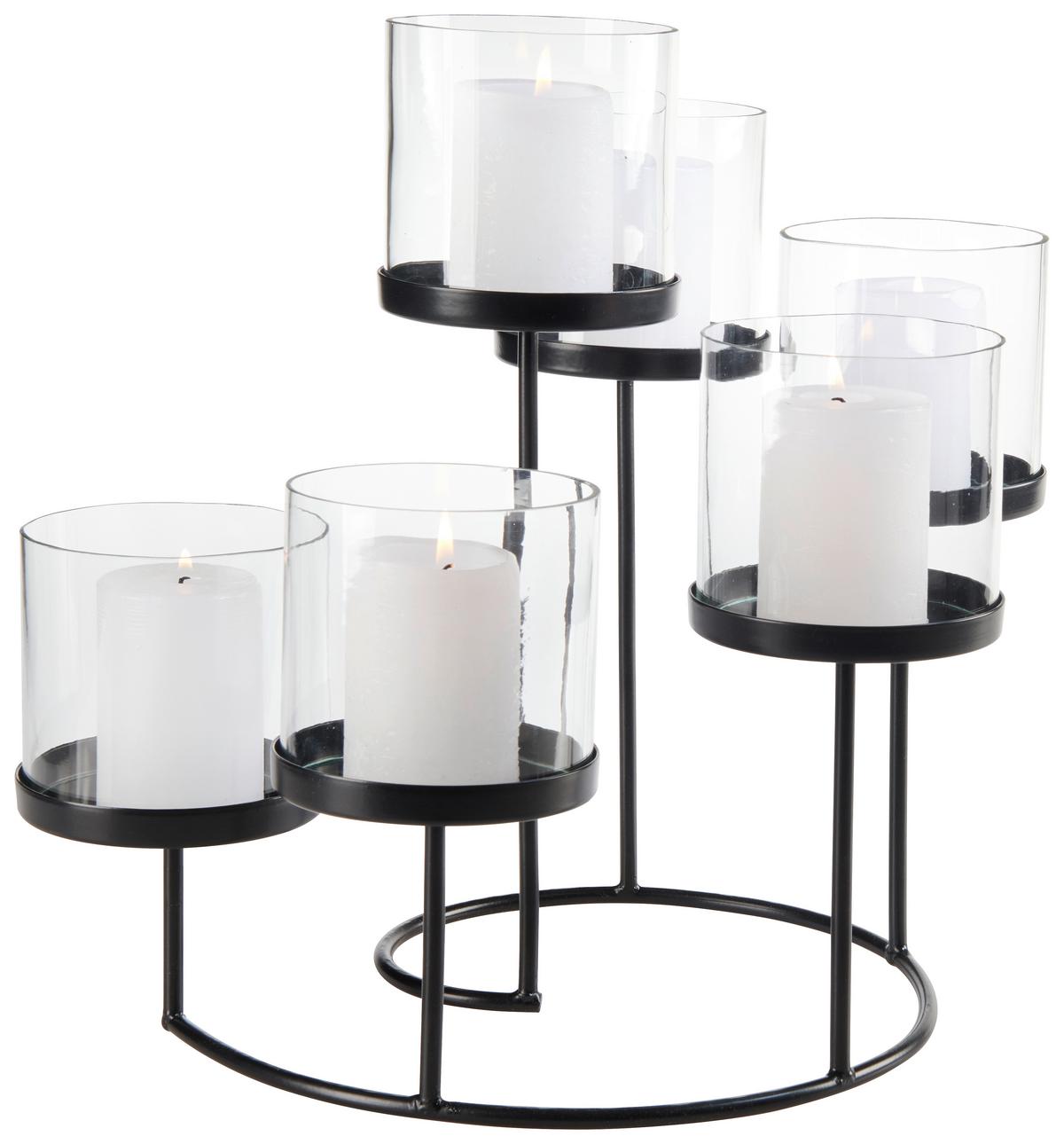 ŚWIECZNIK NA PODGRZEWACZE OT0055S - przejrzysty/czarny, Basics, metal/szkło (34/37/36cm) - Ambia Home