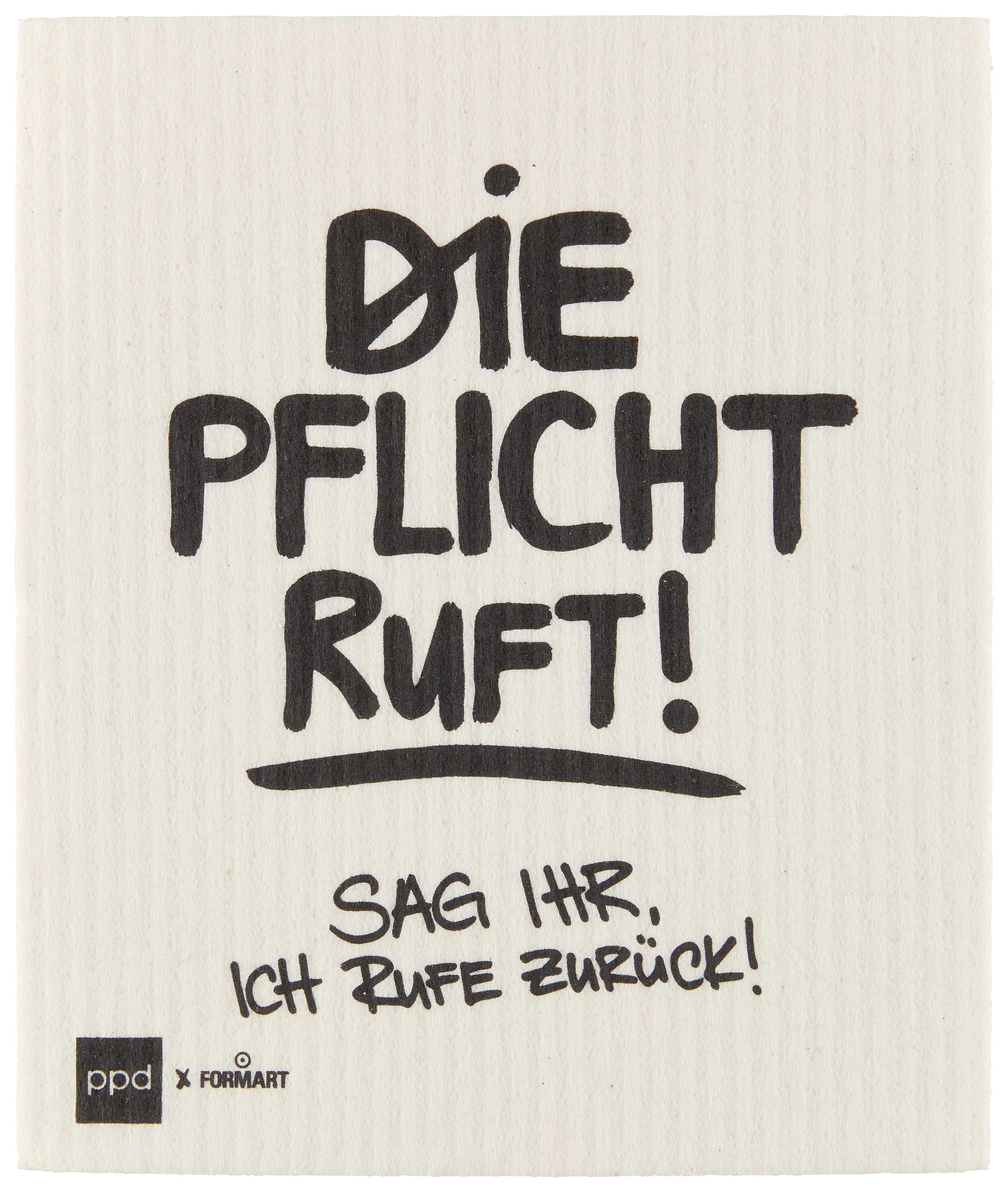 Schwammtuch Peter in Weiß - Schwarz/Weiß, Textil (20/17cm)