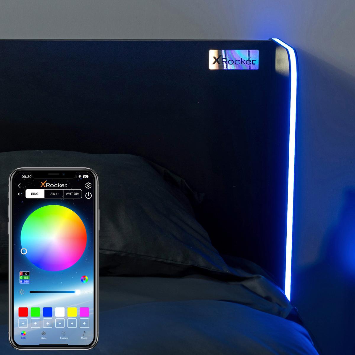 Gamingbett Electra 90x190cm Schwarz mit LED - Schwarz, MODERN, Holzwerkstoff (90/190cm) - X Rocker
