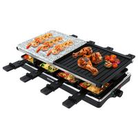 RACLETTE-GRILL 1400W, 8 Pfännchen - Silberfarben/Schwarz, Basics, Kunststoff/Stein (42/23/13cm) - GOURMETMAXX