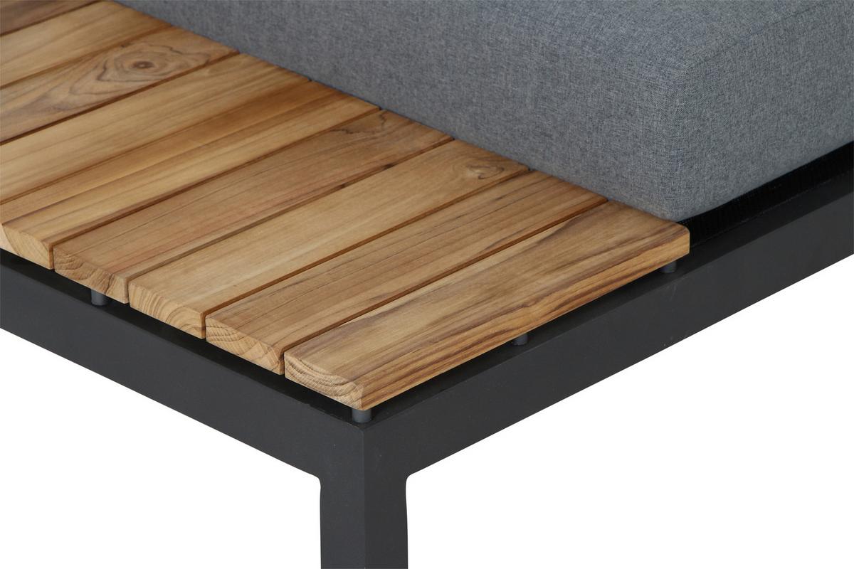 Modul-Loungegarnitur 4-tlg. Grau Teakholz - Anthrazit/Grau, KONVENTIONELL, Holz/Textil (252/84/252cm) - Siena Garden