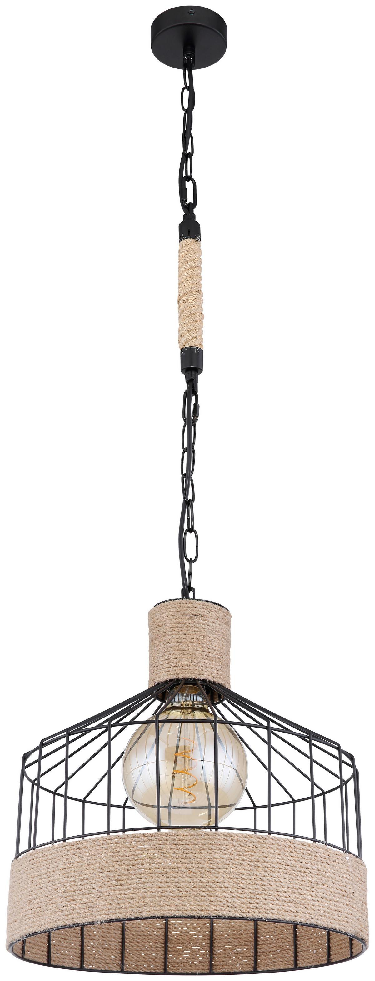 HÄNGELEUCHTE HALIA D: 35 CM BRAUN - Schwarz/Braun, Basics, Naturmaterialien/Metall (35/135cm) - Globo