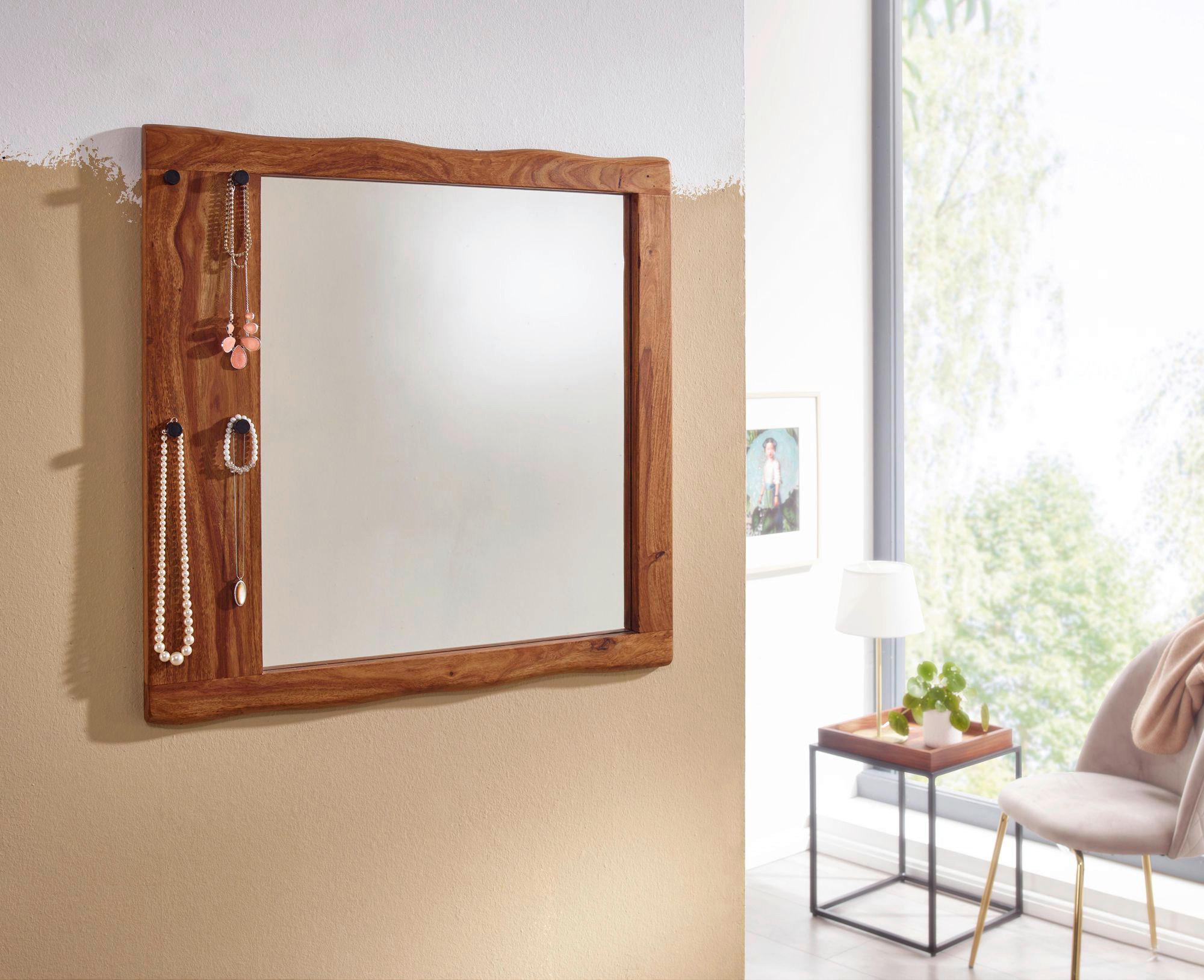 Wandspiegel Wohnling ca. 80x80x3cm Sheeshamfarben - Sheeshamfarben, MODERN, Glas/Holz (80/80/3cm) - MID.YOU