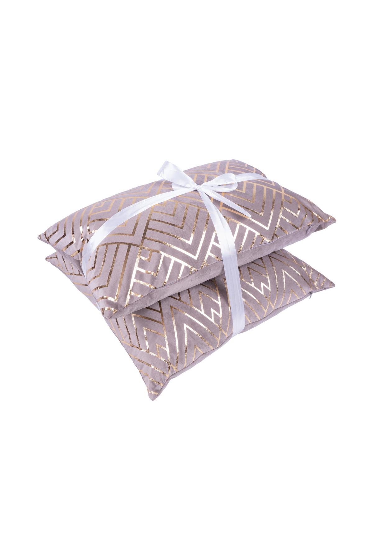 ZIERKISSENSET PRISMA 225 2ER-SET - Taupe/Goldfarben, Konventionell (30x45/50x45cm)