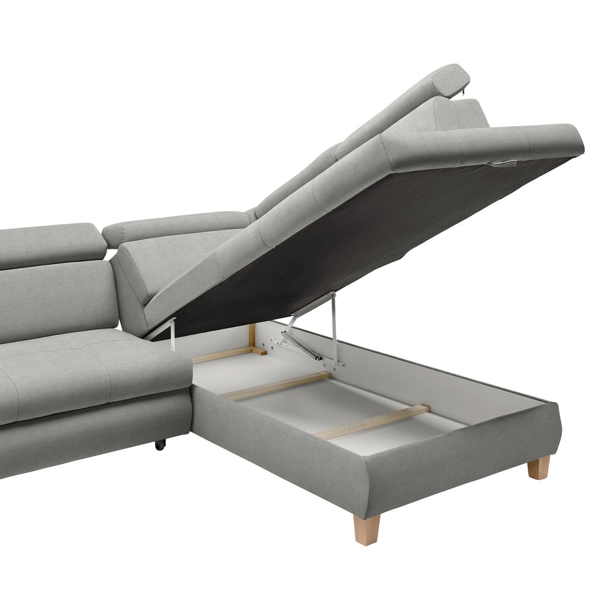 Ecksofa Lugo Grau - Grau, MODERN, Holz/Kunststoff (266/98/205cm) - Mömax