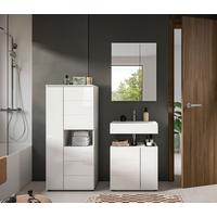 Badezimmer Vira 3-tlg. mit LED ca. 120 cm Weiß - Weiß Hochglanz/Schwarz, MODERN, Holzwerkstoff/Kunststoff (120cm) - MID.YOU