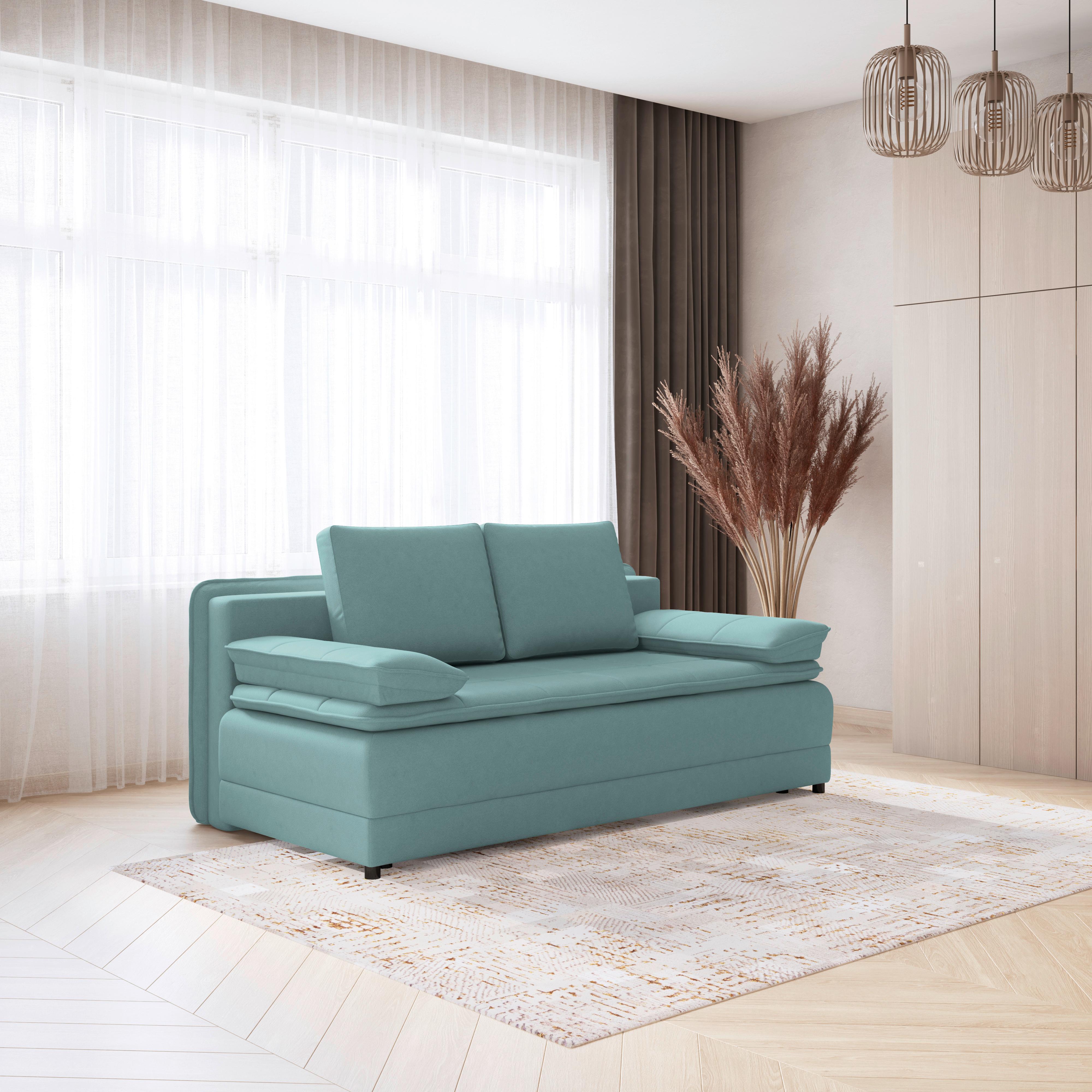Trosjed Na Razvlačenje Alice - crna/svijetlo plava, Moderno, tekstil/plastika (202/73-92/105cm) - Modern Living