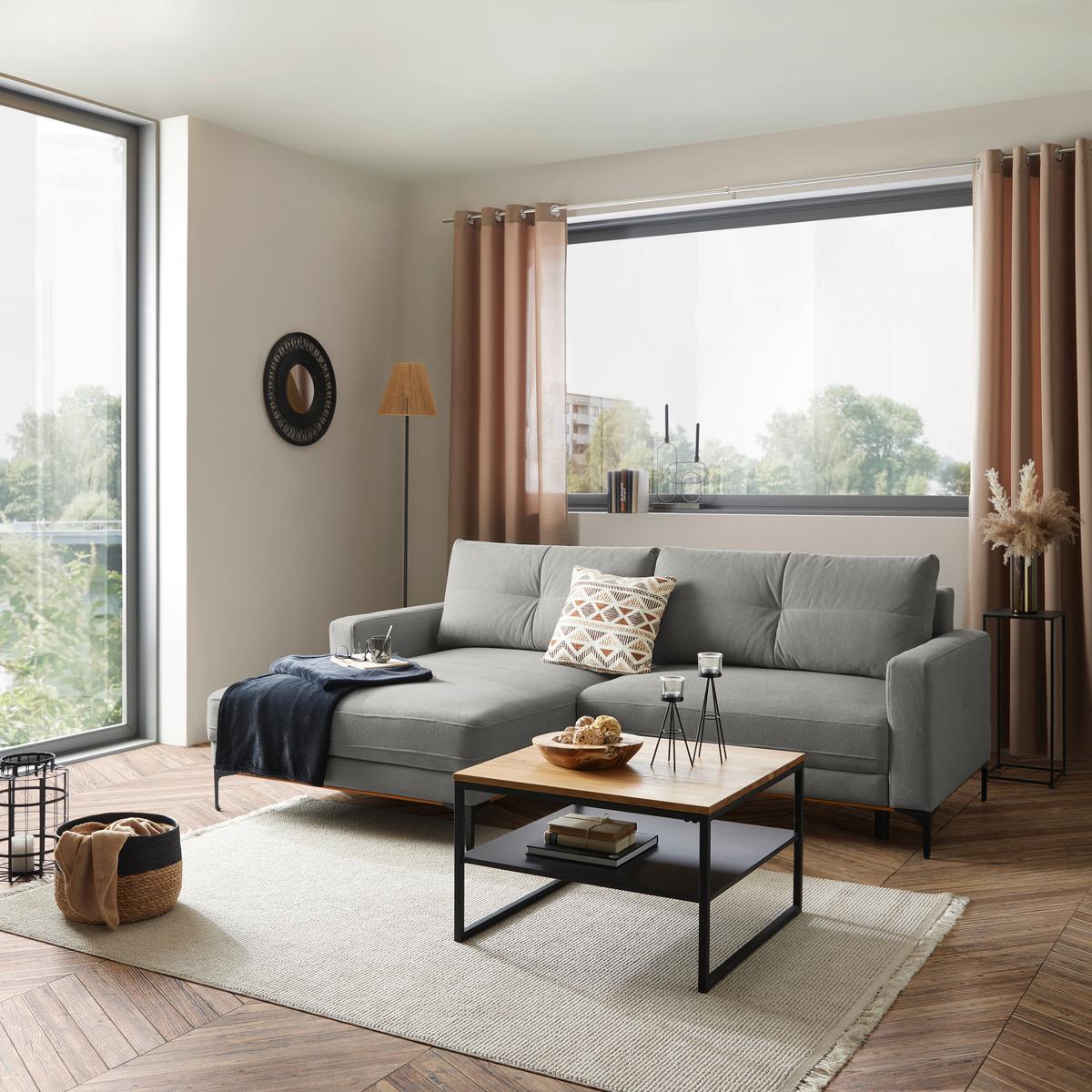 Kutna Garnitura Bergamo - svijetlo siva/crna, Moderno, tekstil/metal (162/238cm) - Mömax