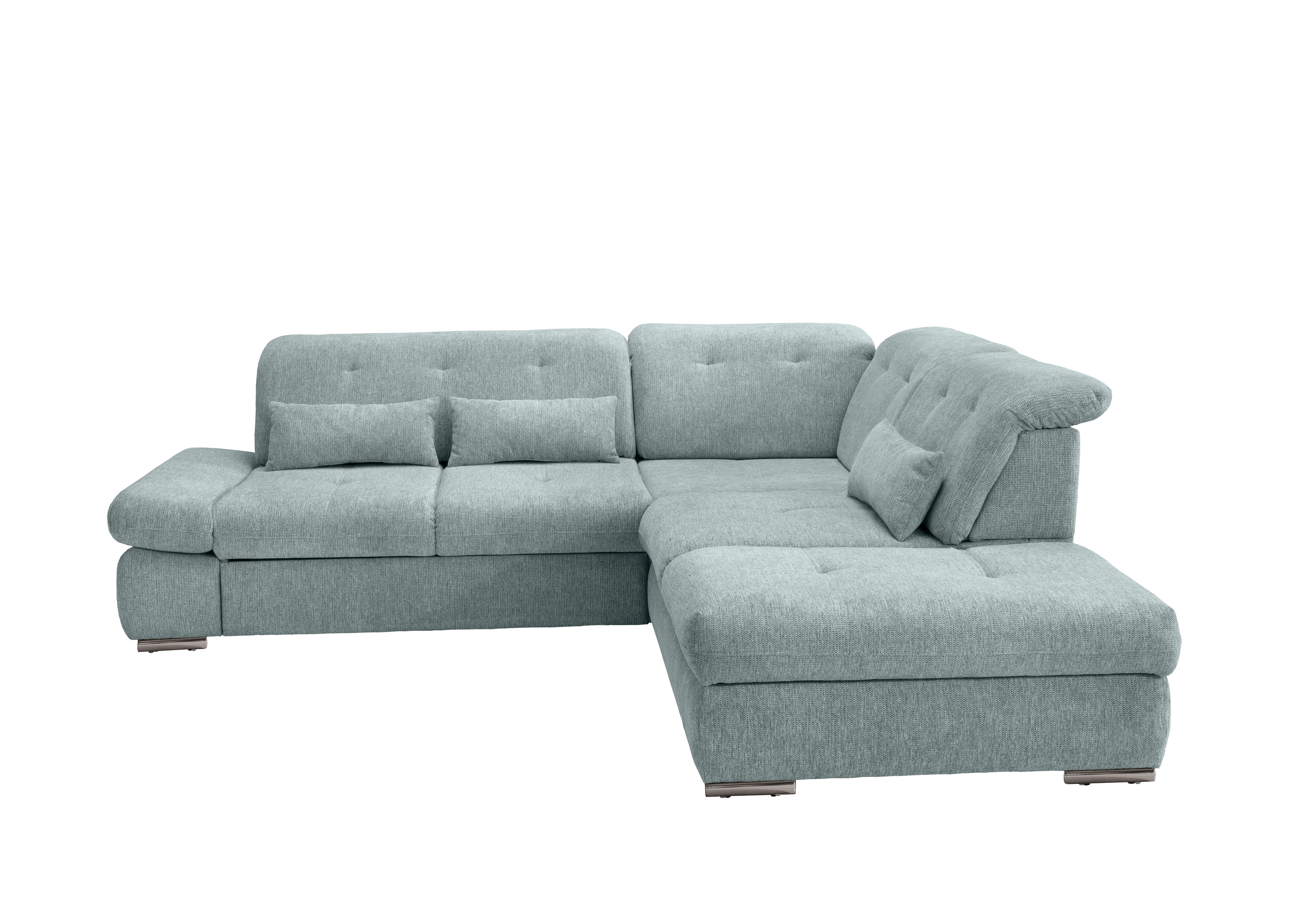 Ecksofa Dalida Mintgrün Chenille mit Bettkasten - Chromfarben/Mintgrün, Design, Textil/Metall (280/254cm) - Livetastic
