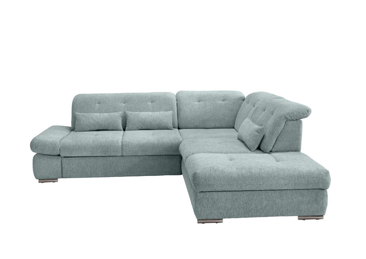 Ecksofa Dalida Mintgrün Chenille mit Bettkasten - Chromfarben/Mintgrün, Design, Textil/Metall (280/254cm) - Livetastic