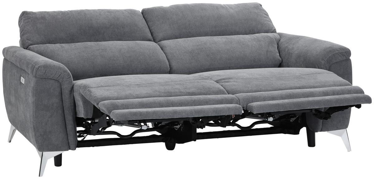 Dvosed Padua, Siva, Relax Funkcija - barve kroma/siva, Konvencionalno, kovina/tekstil (215/97/97cm) - Mömax