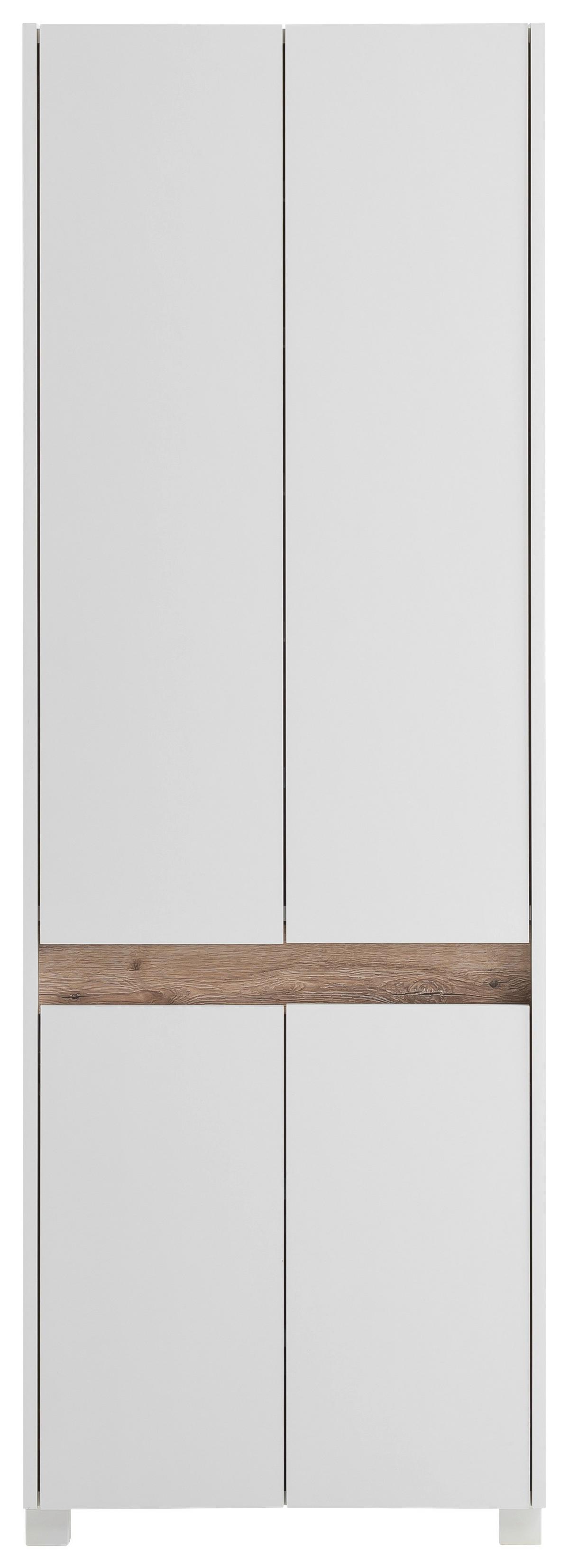 Schuhschrank Cosmo ca.56,9x164,5x33cm Weiß - Silberfarben/Weiß, Design, Holzwerkstoff/Kunststoff (56,9/164,5/33cm) - MID.YOU