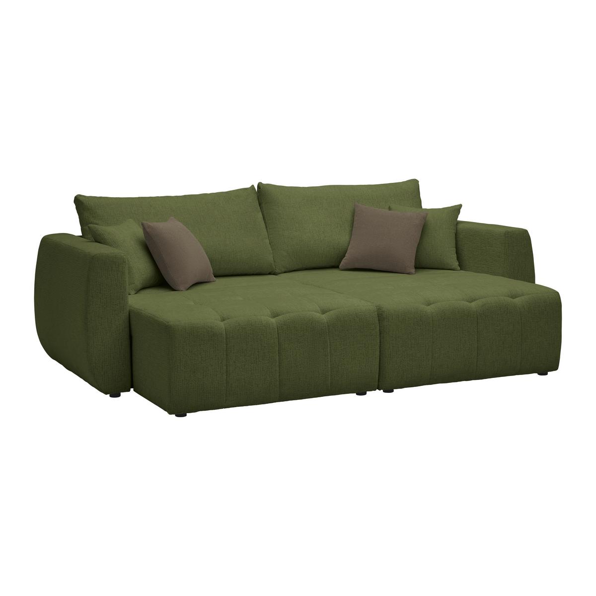 Schlafsofa Bologna Olivgrün - Schwarz/Olivgrün, Kunststoff/Textil (245/74-90/104cm) - Mömax