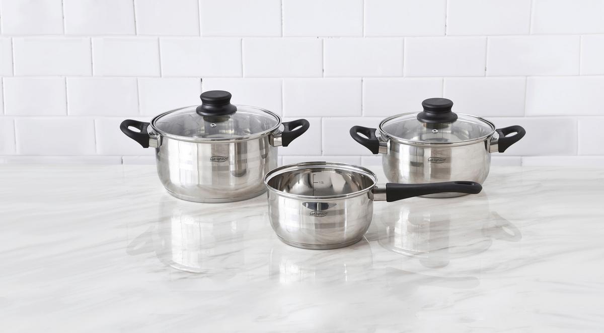 Set de oale Berta -Based- - străveziu/culoare inox, Konventionell, sticlă/metal - Based