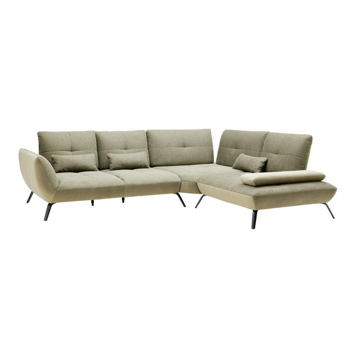 Wohnlandschaft Trendy Olivgrün - Schwarz/Olivgrün, MODERN, Holzwerkstoff/Textil (310/250cm) - Premium Living