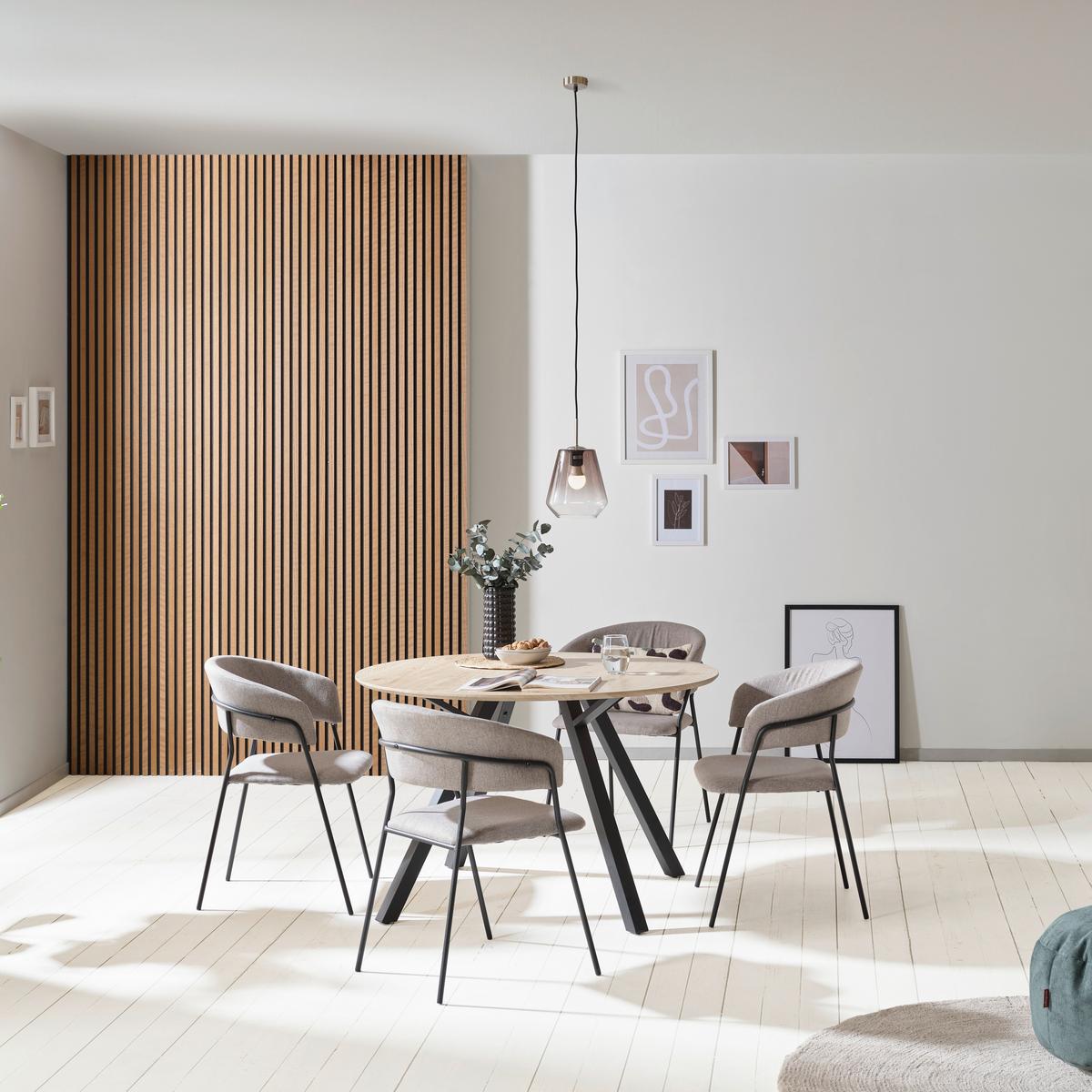 Masa ARNO 120 - culoare natur/negru, Konventionell, metal/material pe bază de lemn (120/76/120cm)
