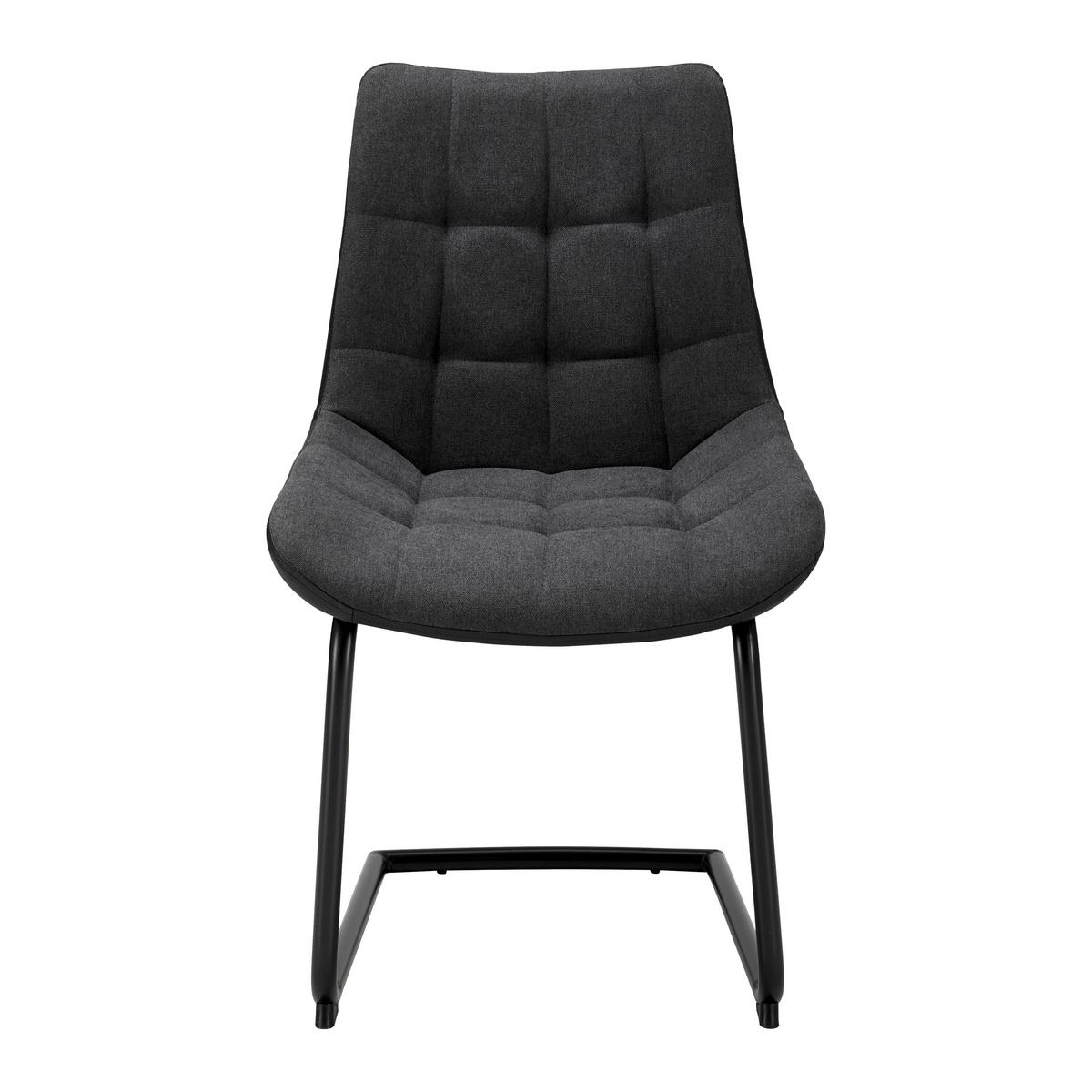 Schwingstuhl Marilea Grau Lederlook/Webstoff Gepolstert - Dunkelgrau/Schwarz, MODERN, Holz/Textil (53/86/61cm) - Bessagi Home