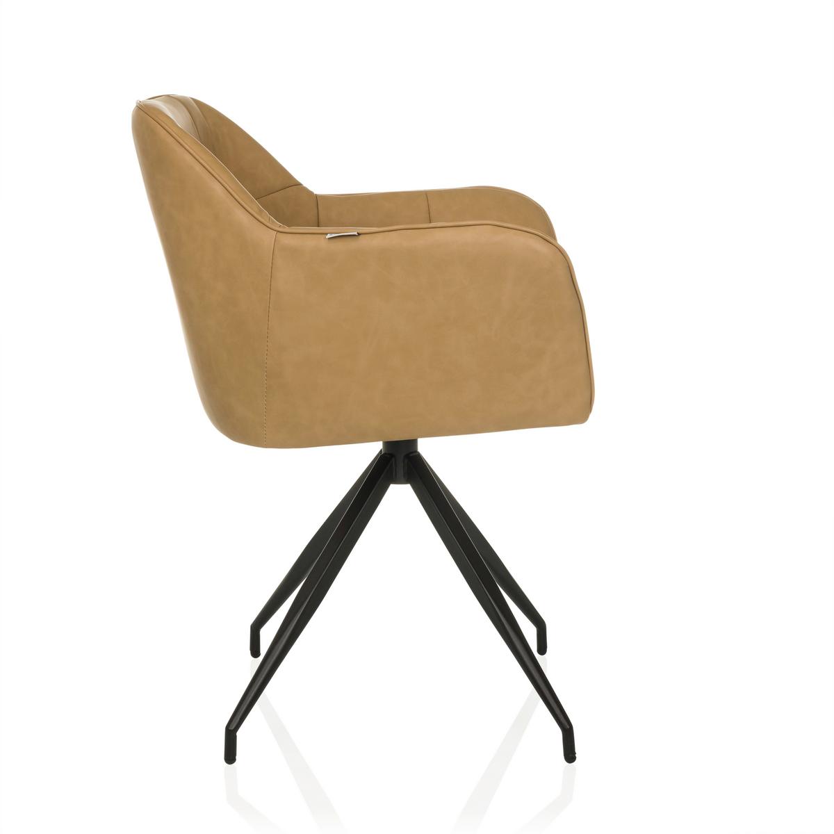 Naslanjač Elverum Spu, Barva Konjaka - črna/barve konjaka, Moderno, kovina/usnje (61/90/56cm) - MID.YOU