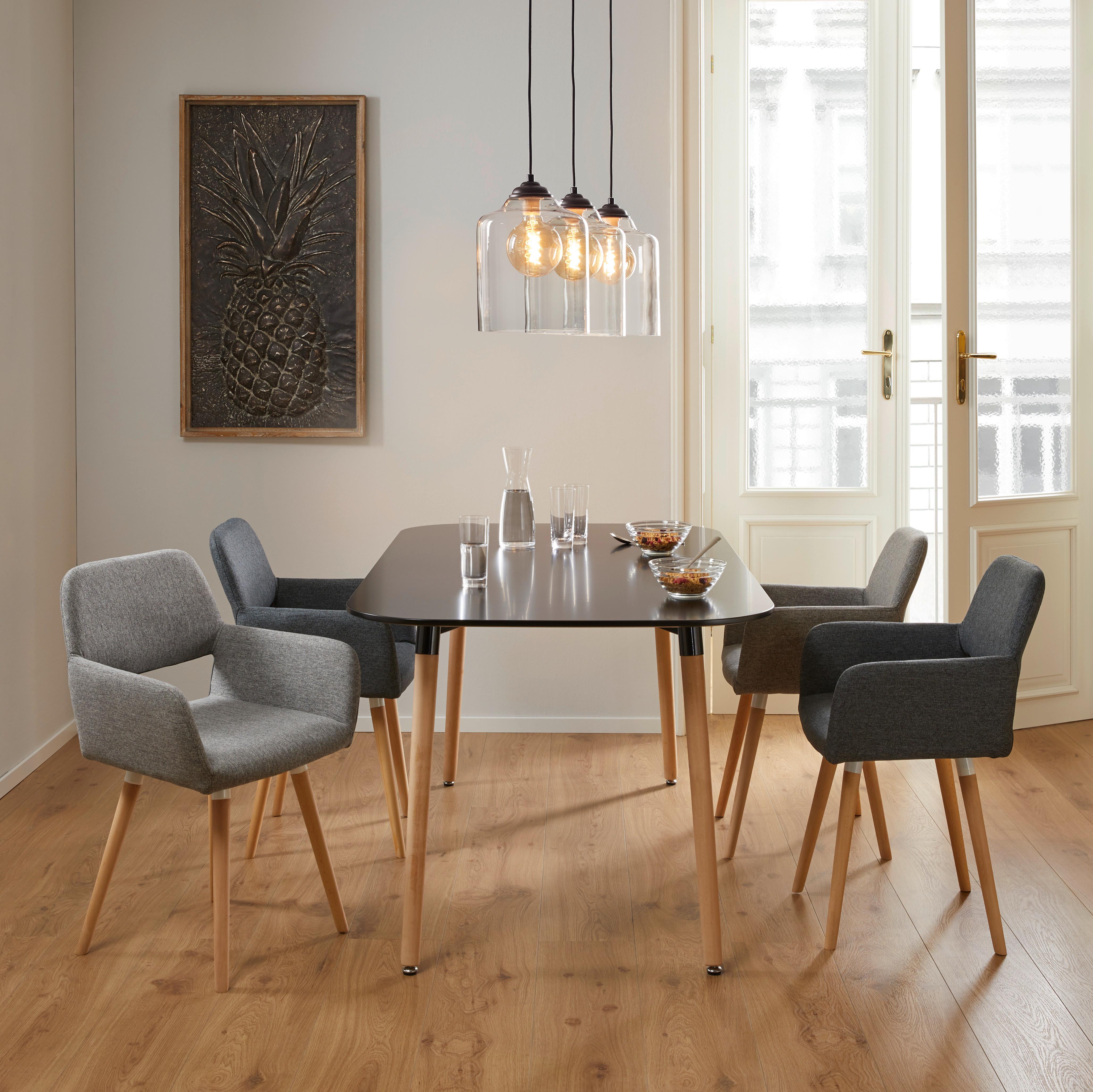 Esstisch Anuk Schwarz MDF ca. 160x90 cm - Buchefarben/Schwarz, MODERN, Holz/Holzwerkstoff (160/90/75cm) - Bessagi Home