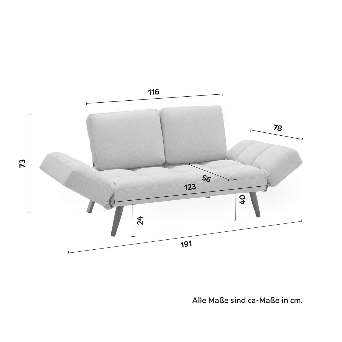 SOFA Z FUNKCJĄ SPANIA AURELIA - jasnoszary/czarny, Modern, metal/drewno (191/73/78cm) - Bessagi Home