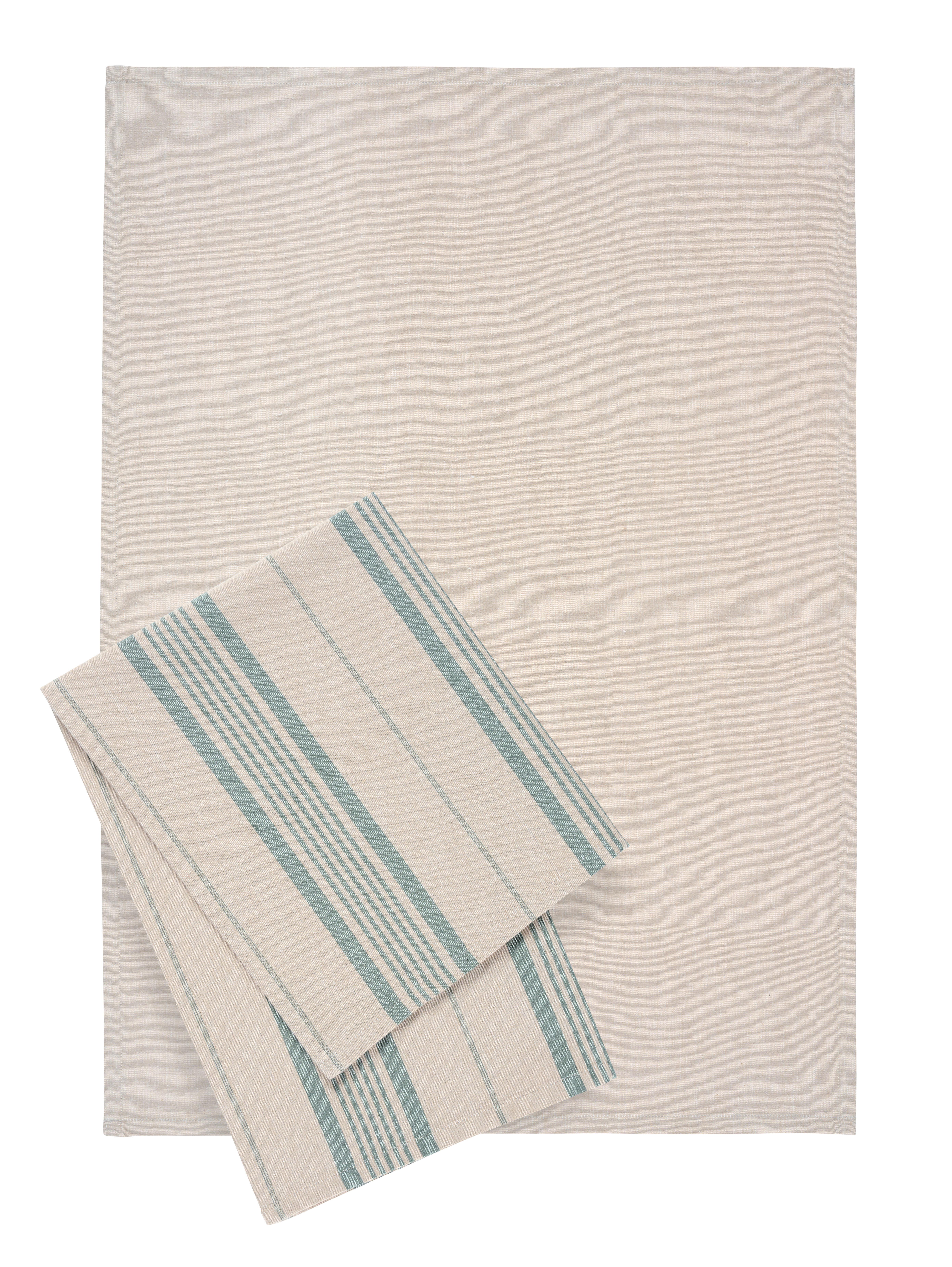 Geschirrtuch-Set Henry in Beige/Salbeigrün, 2-teilig - Salbeigrün/Beige, MODERN, Textil (50/70cm) - Modern Living
