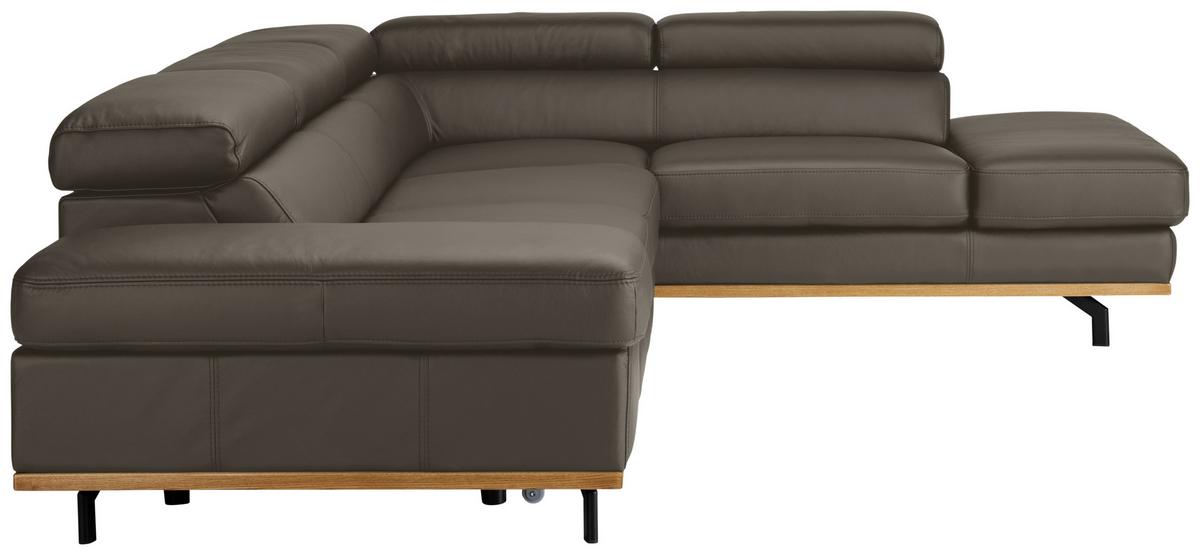 Wohnlandschaft Carmen rechts Dunkelgrau - Dunkelgrau/Schwarz, MODERN, Leder/Holz (292/72/226cm) - Premium Living