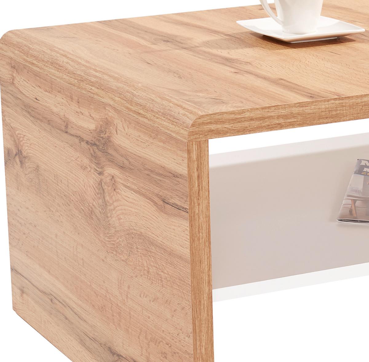 Klubska Mizica Cala Luna, Barva Hrasta Wotan - hrast wotan/bela, Moderno, leseni material (100/40/59cm) - Mömax