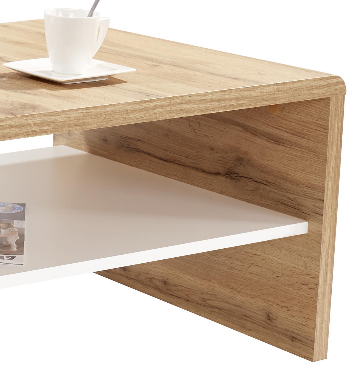 Măsuţă de cafea CALA LUNA - alb/stejar Wotan, Modern, material pe bază de lemn (100/40/59cm) - Modern Living