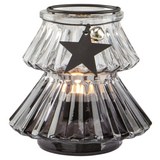 Teelichthalter Malva Ø/h ca. 11/10 cm - Klar/Silberfarben, MODERN, Glas/Metall (11/10cm) - Mömax modern living