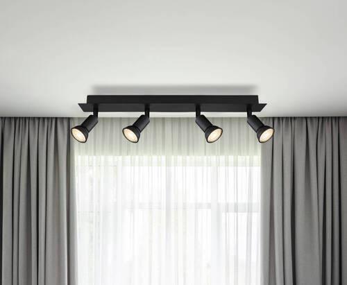 Strahler Drew in Schwarz max. 35 Watt - Schwarz, Design, Metall (50/6/9cm) - Globo