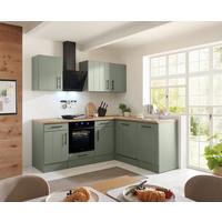 Eckküche Anton m. Geräte ca. 220x172cm Eiche/Schilfgrün - Schilfgrün/Wildeiche, Trend, Holzwerkstoff/Metall (220/172cm) - Respekta