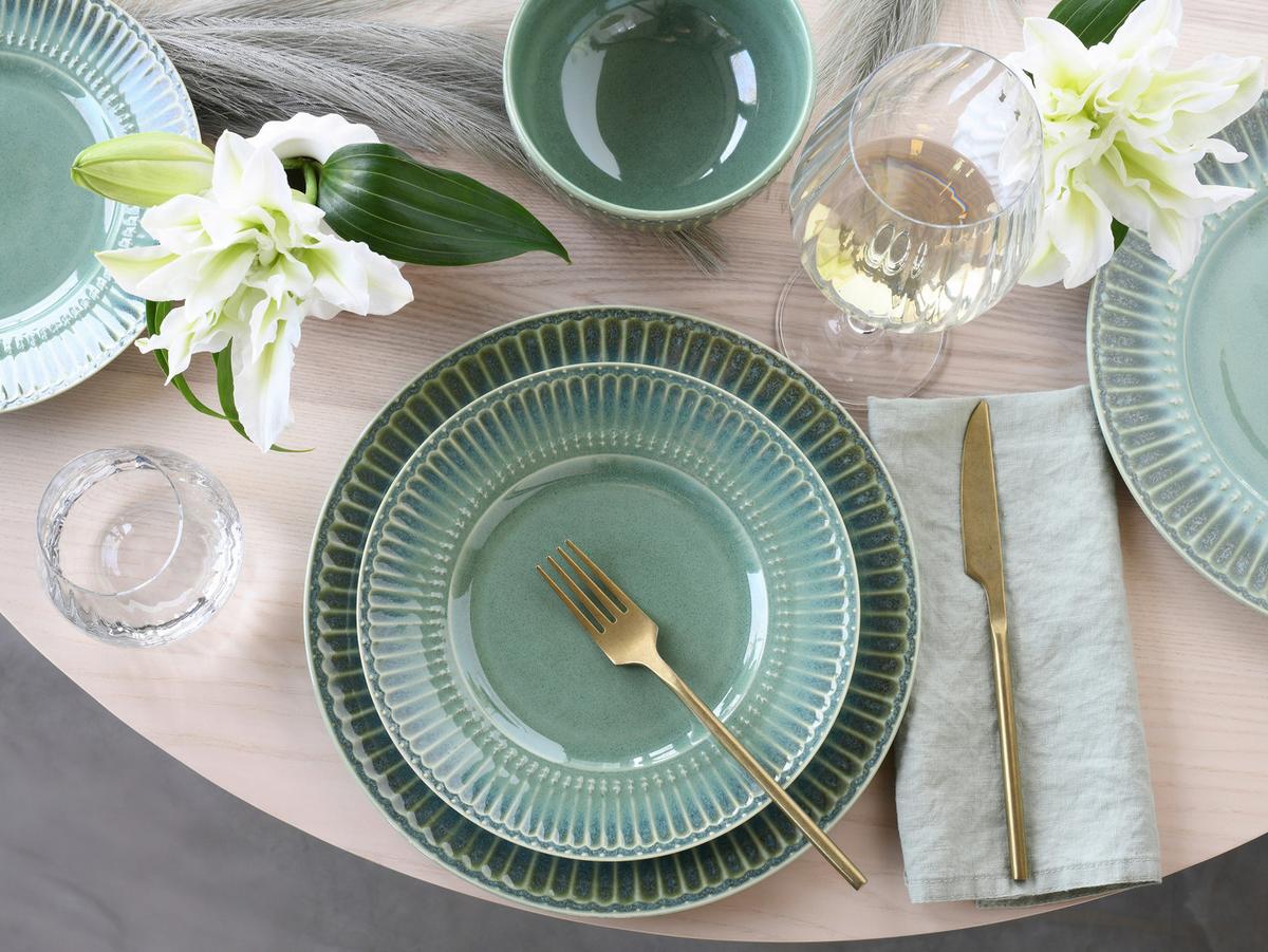 Jedilni Servis Celadon Green, 12-Delni - žajbljevo zelena, Basics, keramika - Creatable