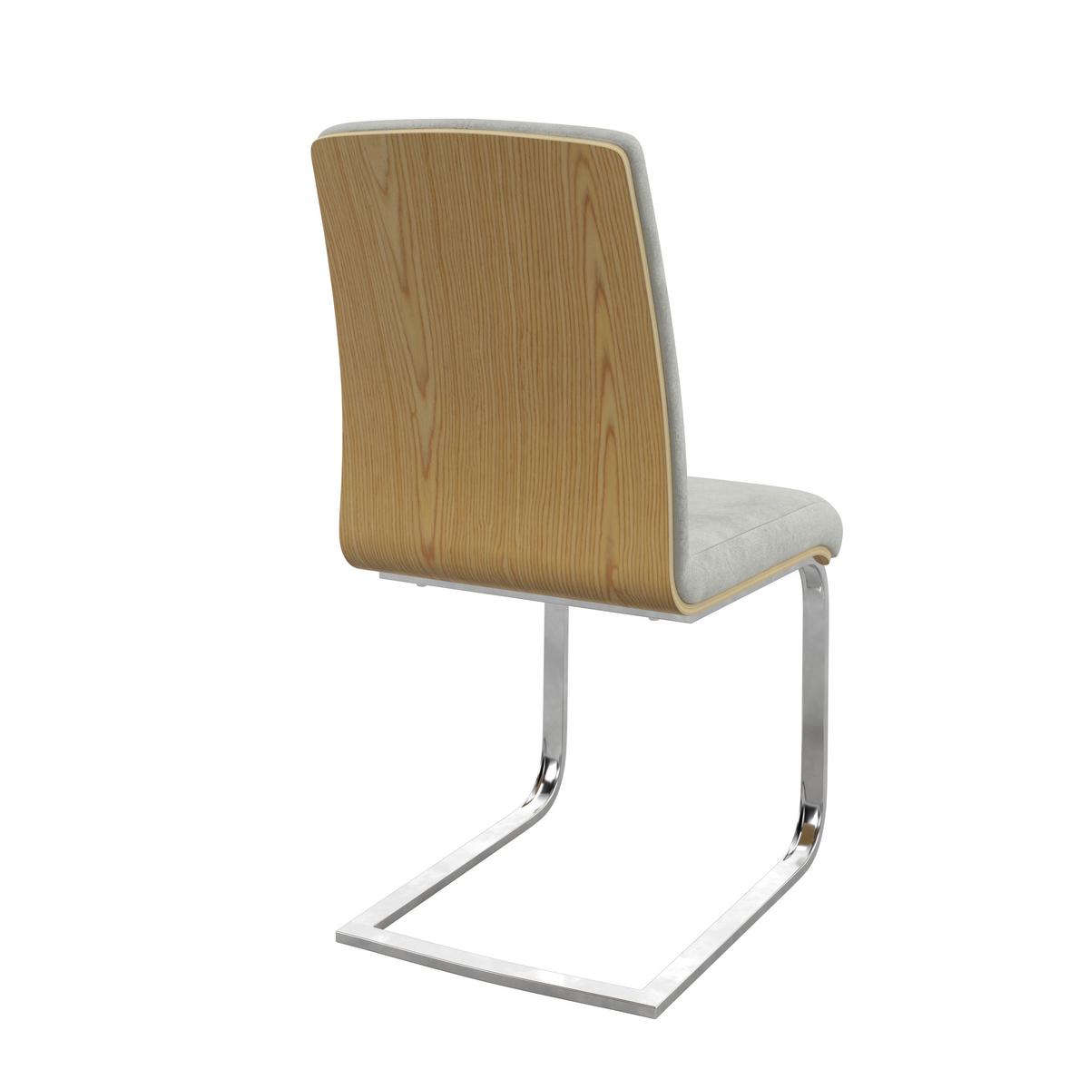 Schwingstuhl Nubia Creme Bouclé Gepolstert - Chromfarben/Eichefarben, MODERN, Holz/Textil (44/90/59cm) - Bessagi Home