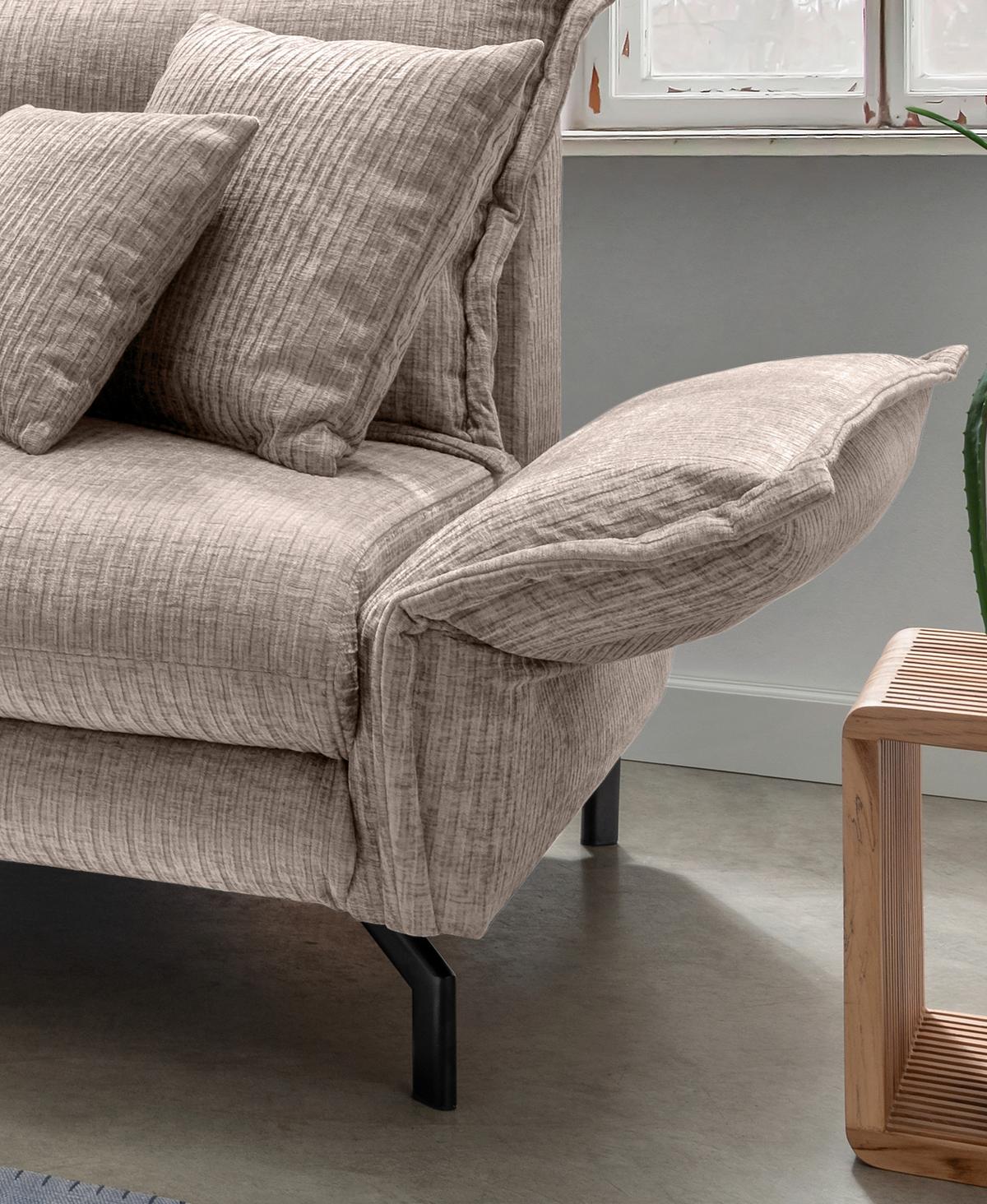 ECKSOFA LAVA - Beige/Schwarz, Design, Textil/Metall (180/255cm) - Livetastic