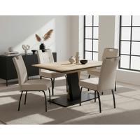 TISCHGRUPPE EBRO G - Eichefarben/Beige, MODERN, Holzwerkstoff/Textil (140 - 180/76/90cm) - MID.YOU