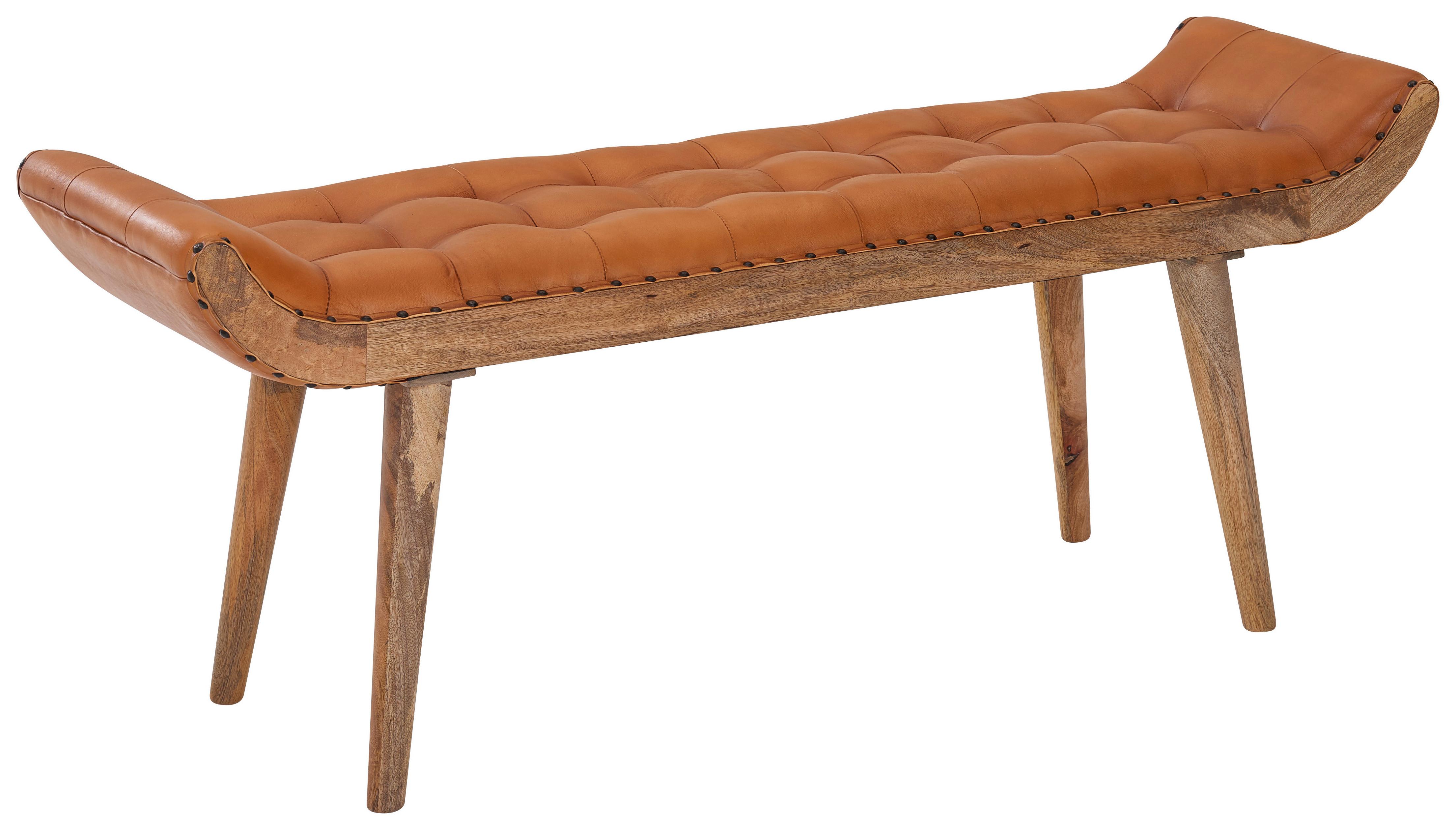 Klop Brez Naslona Wl6.479 - rjava, Moderno, les/usnje (125/50/38cm) - MID.YOU