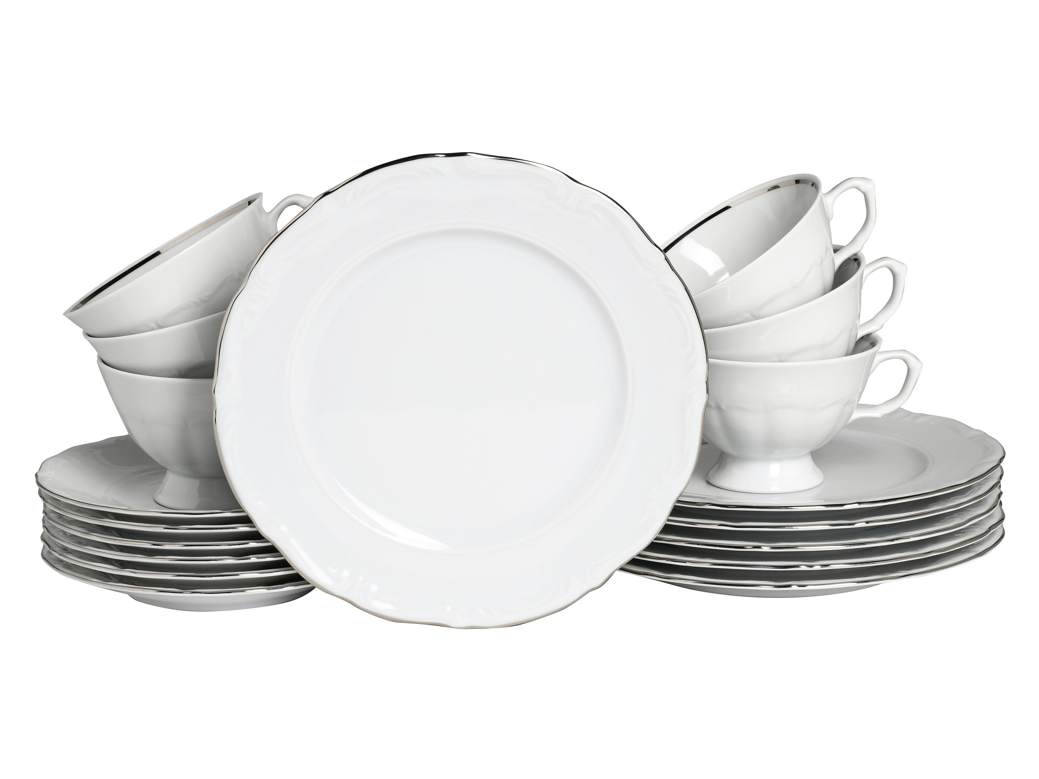 Kavni Servis Maria Theresia Platin, 18-Delni Set - platinaste barve/bela, Basics, keramika - Creatable